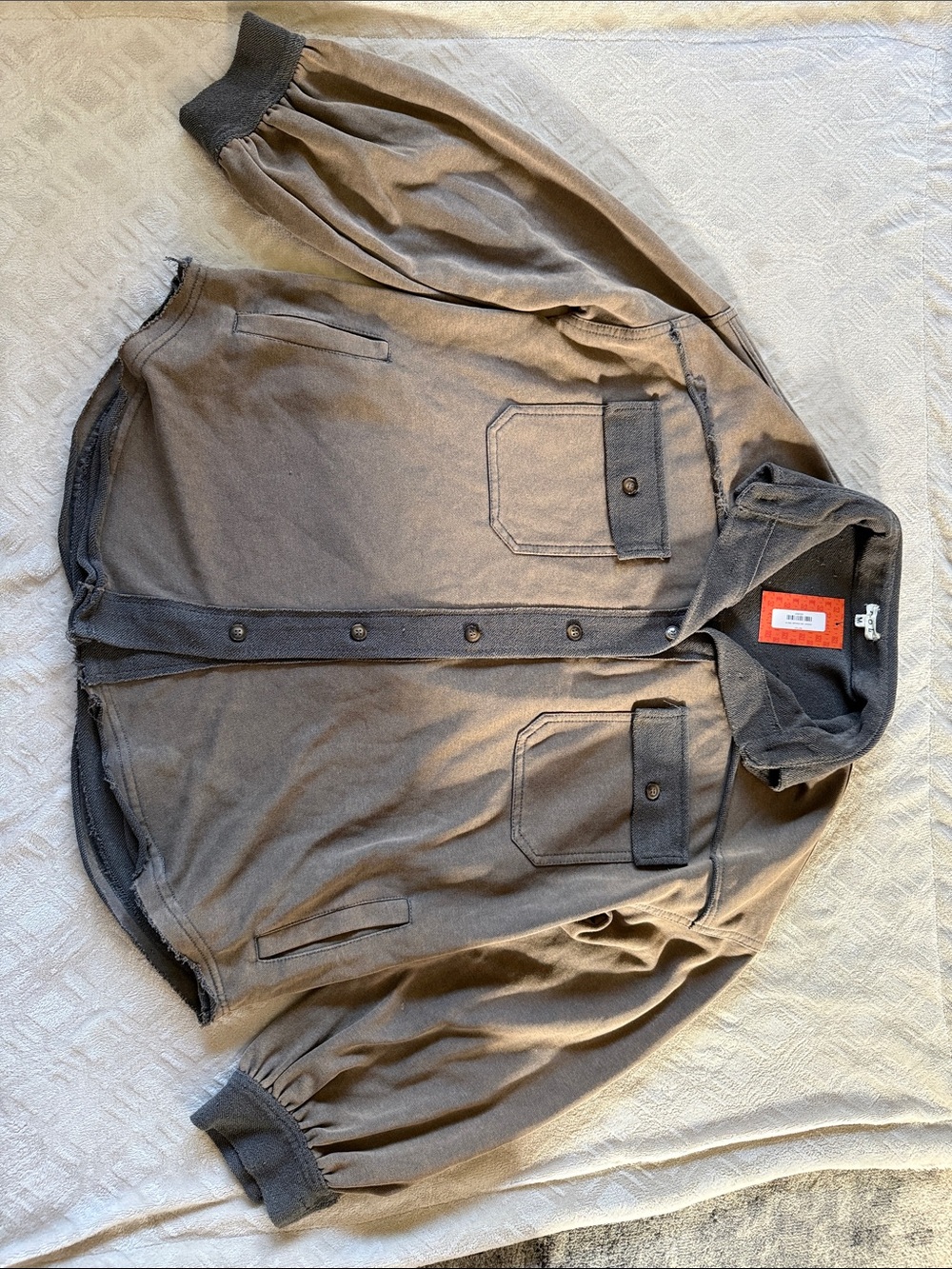 POL Two-Tone Brown and Gray Button-Up Pocket Cardigan